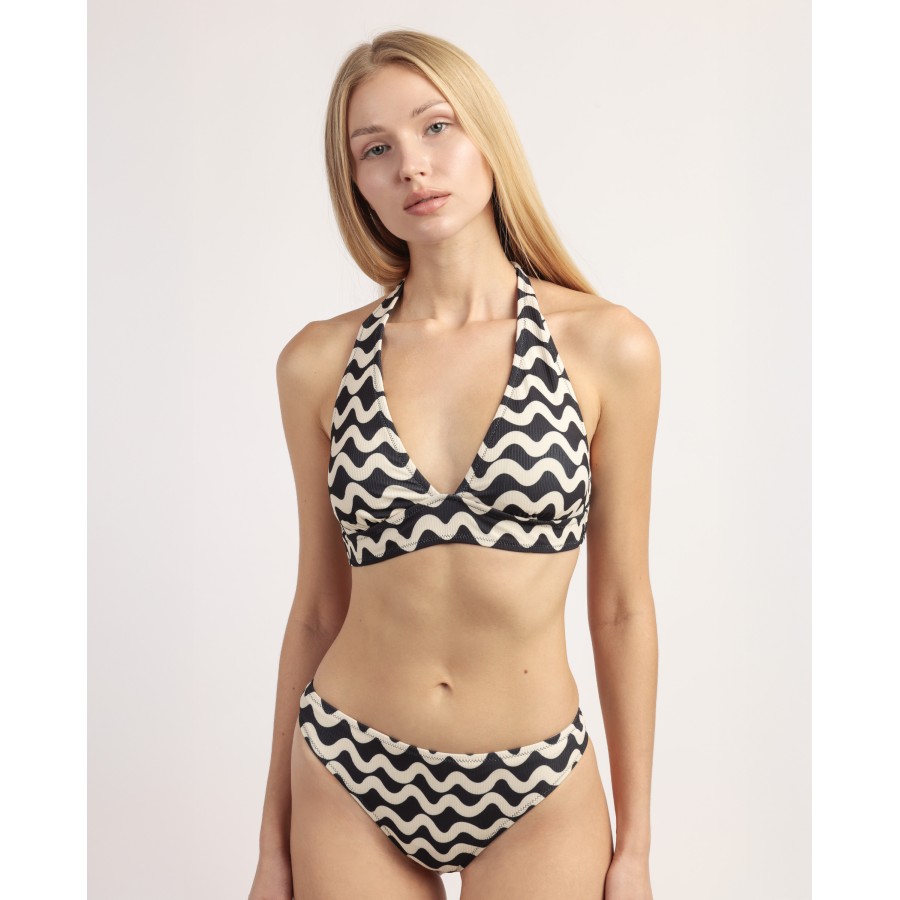 BIKINI HALTER WAVES WHITE AND BLACK A