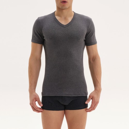 T/SHIRT ΕΦΑΡΜΟΣΤΟ V 100% ΒΑΜΒΑΚΙ