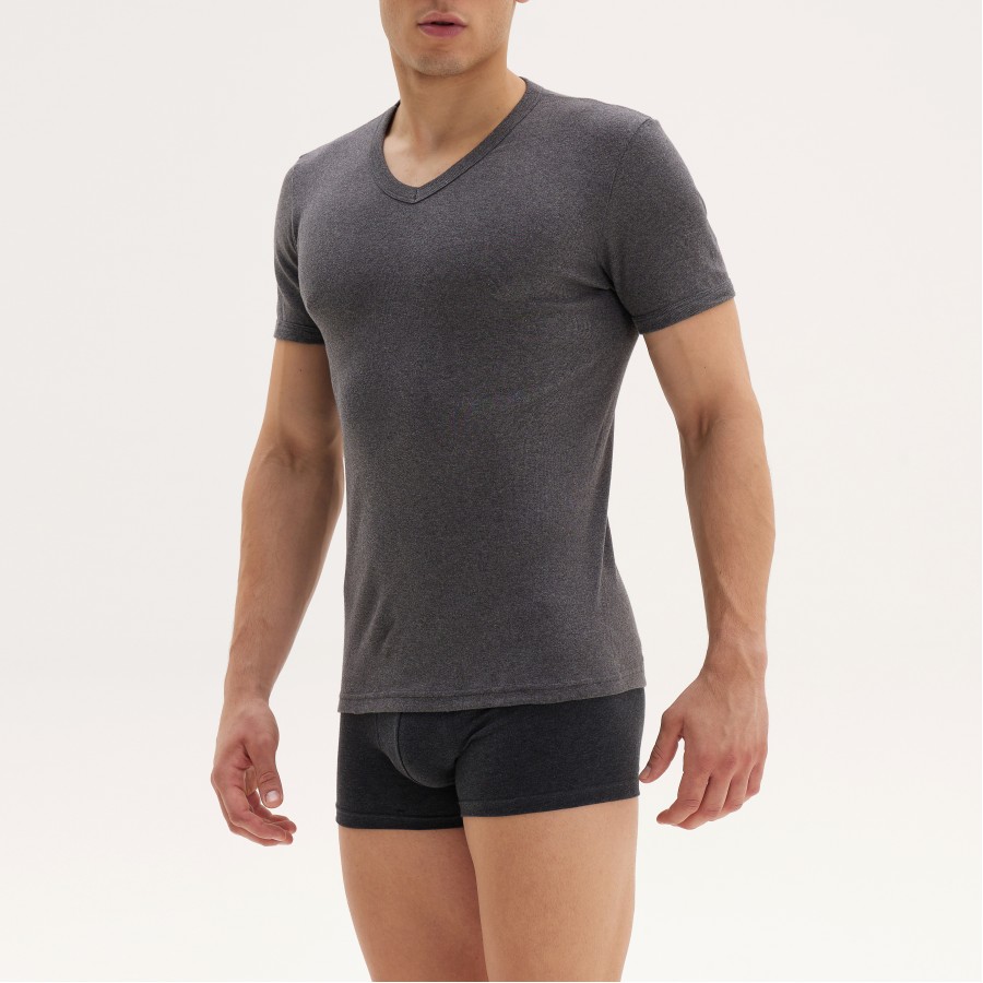T/SHIRT ΕΦΑΡΜΟΣΤΟ V 100% ΒΑΜΒΑΚΙ