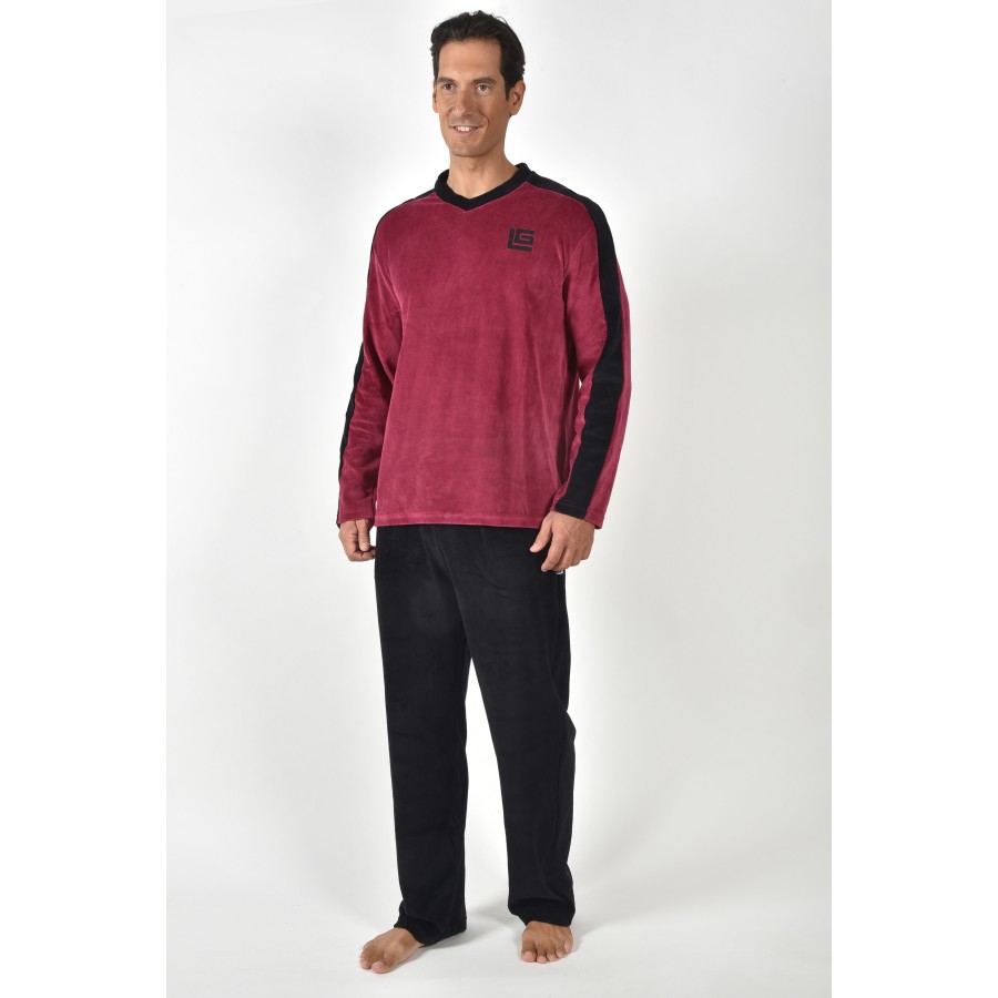V NECKLINE VELOUR PJ SET