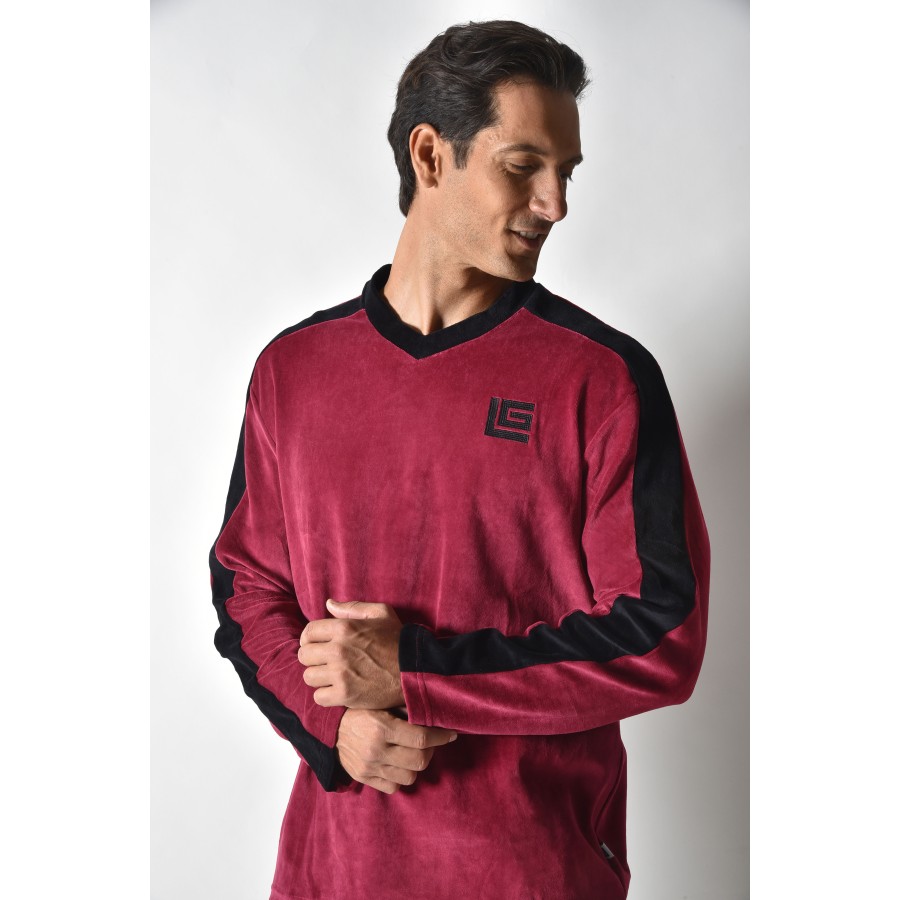 V NECKLINE VELOUR PJ SET